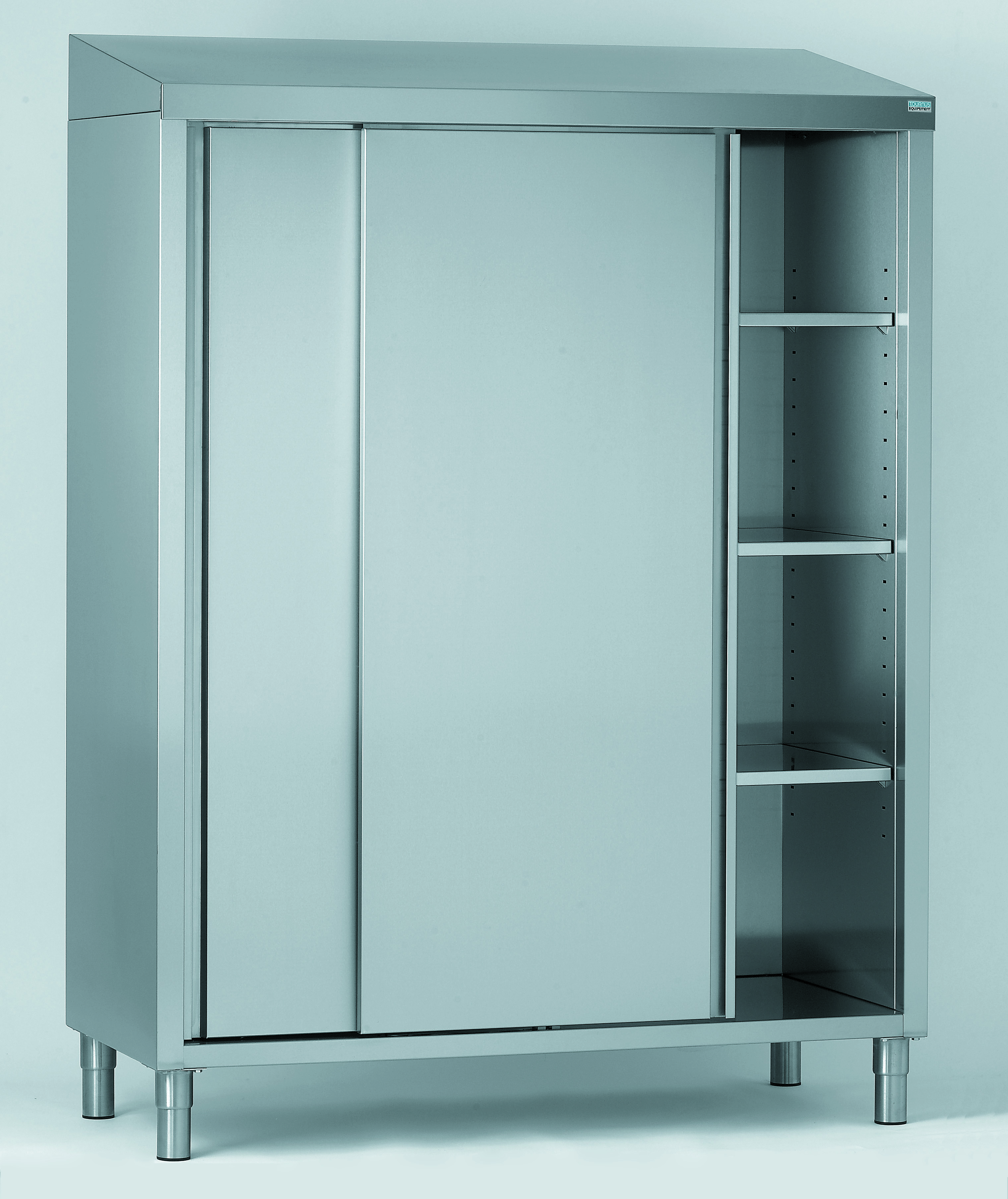 Armoire haute à porte coulissante en acier inoxydable alimentaire - IMMEL - 3 étagères réglables, charge 160 kg par étagère_0