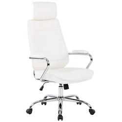 CLP Fauteuil de bureau  Rako en véritable cuir ajustable et pivotant Blanc - blanc cuir 317944_0