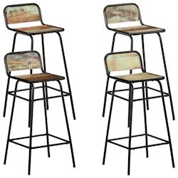 Décoshop26 - Tabourets de bar x4 chaises haute en bois de récupération cadre en acier DEC029416 - 3000257361005_0