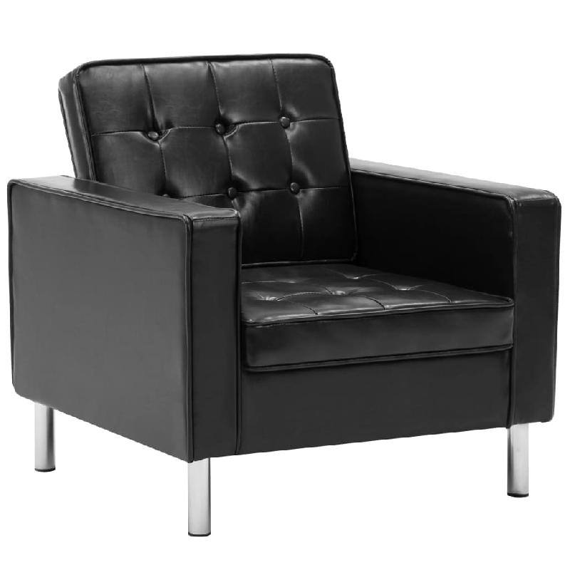 FAUTEUIL CHAISE SIÈGE LOUNGE DESIGN CLUB SOFA SALON REVÊTEMENT SYNTHÉTIQUE NOIR 1102164/3_0