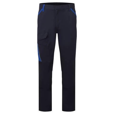 LOT DE 2 - PORTWEST CD111 PANTALON DE TRAVAIL EN COTON BICOLORE WX1 MARINE/ROYAL - TAILLE 30 - STANDARD