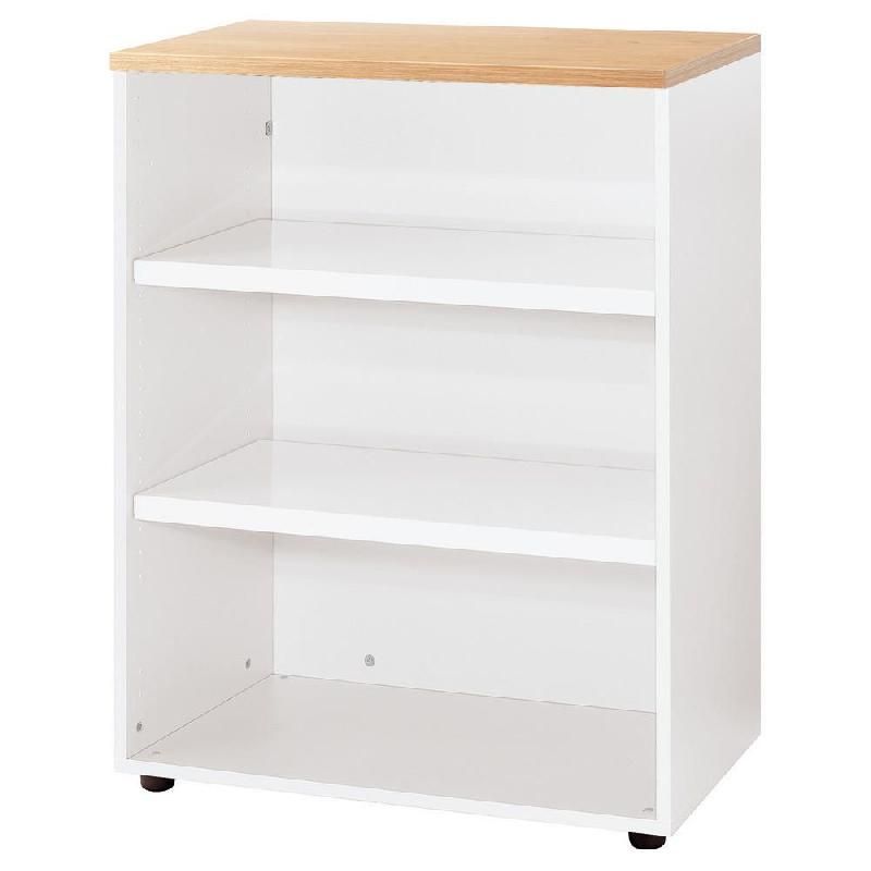 MEUBLE MI-HAUTEUR ACTUAL SANS PORTES - H.102 X L. 80 X P. 47 CM - CORPS BLANC - TOP CHÊNE