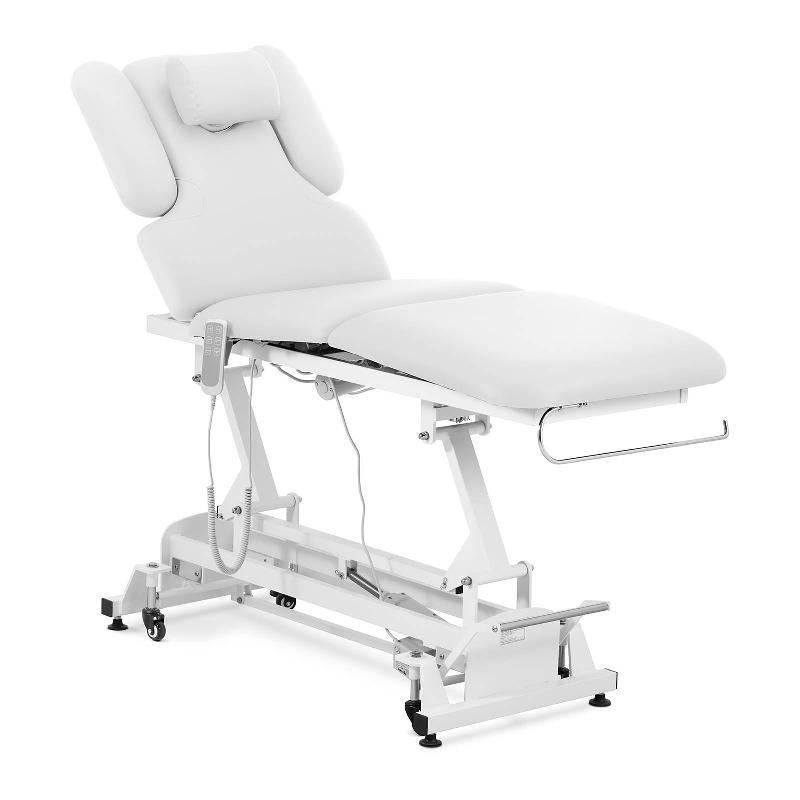 Table de massage professionnelle électrique - 2 moteurs - 200 kg - Blanc - Réglable en hauteur et dossier inclinable_0