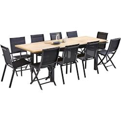 Table et chaises de jardin moderne Bali 4 chaises 6 fauteuils Wilsa Garden - noir 3662556030435_0