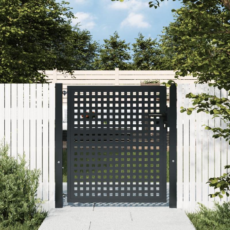 Vidaxl portail de jardin anthracite 105x150 cm acier 154560_0