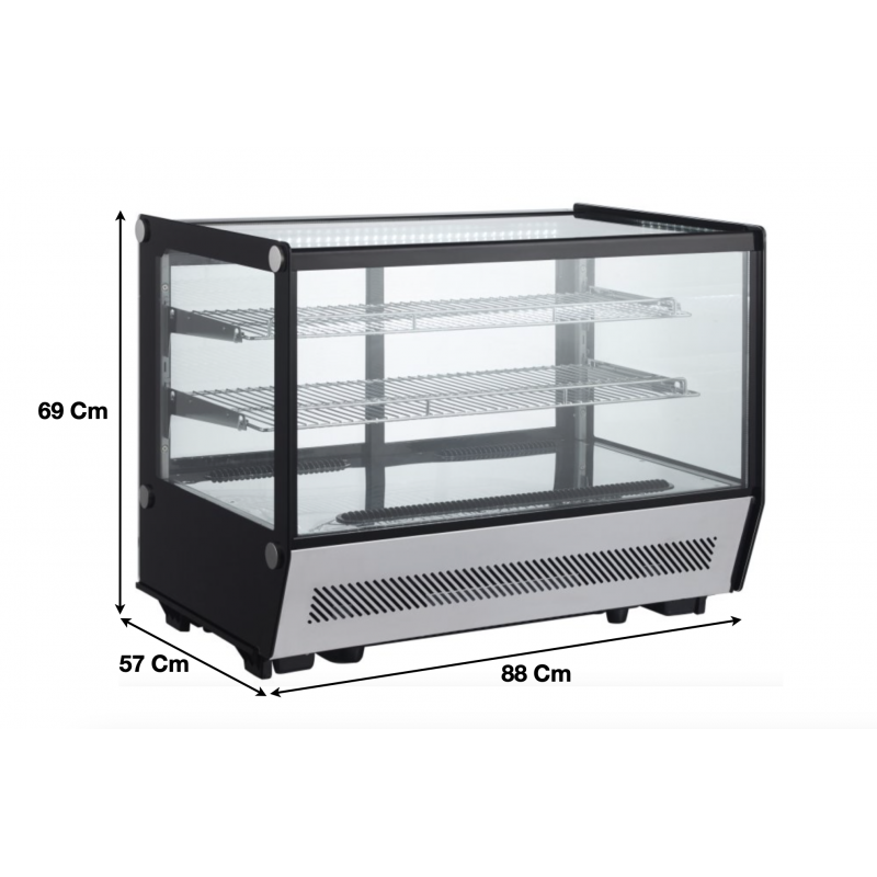 Vitrine réfrigérée panoramique en inox - vitrage rectangulaire - 160L - Refroidissement ventilé - Référence RTW160B5_0