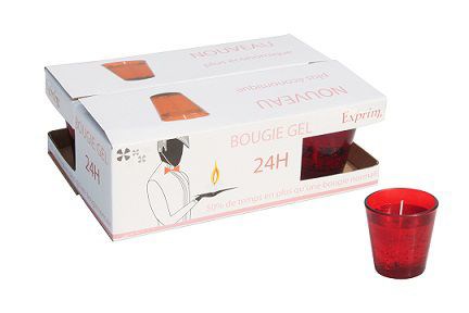 6 VERRES ROUGE AVEC BOUGIE GEL