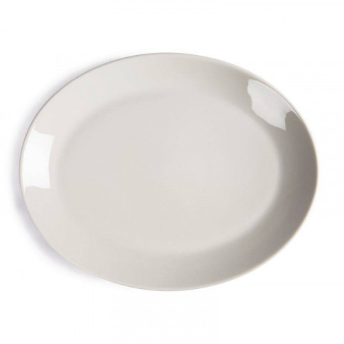 ASSIETTES COUPES OVALES EN PORCELAINE IVOIRE OLYMPIA 290 MM - LOT DE 12