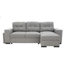 Canapé d'angle convertible réversible 3 places JAMES - L 245 x H 91 x P 139 cm - Coffre et 2 poufs Gris AUCUNE - gris 3666749472330_0