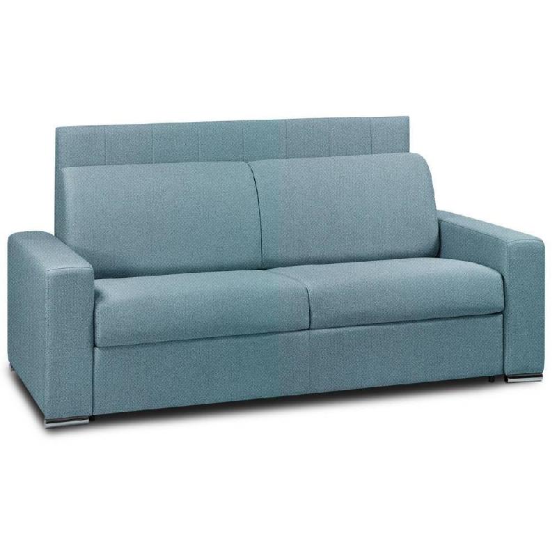 CANAPÉ LIT 4 PLACES LEVALLOIS EXPRESS LATTES RENATONISI 160CM MATELAS 16 CM TÊTE DE LIT INTÉGRÉE VELOURS  AZUR_0