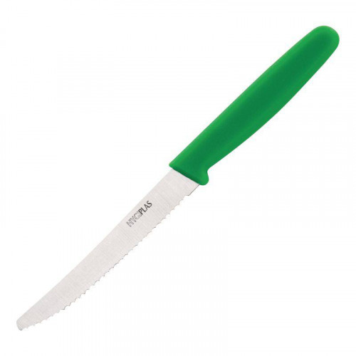 COUTEAU À TOMATE DENTÉ PROFESSIONNEL VERT HYGIPLAS - 10 CM