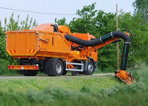 Cyclone AC Broyeur d'accotement aspirante - Hymach - 6/10 m - Débroussailleuse à bras oléohydraulique avec tête de broyage et dispositif d'aspiration_0
