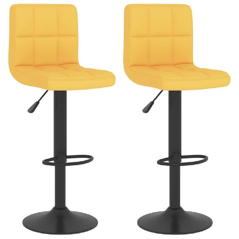 Décoshop26 - Lot de 2 tabourets de bar chaises hautes en tissu jaune moutarde tissu jaune et acier noir DEC029742 - jaune 3000257532559_0