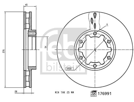 Disque de frein ventilé FEBI BILSTEIN 176991 - Avant - Boîte de 1 disque_0