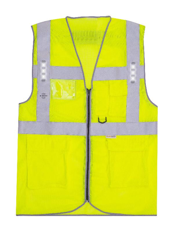 Gilet de signalisation à LED haute visibilité - Multipoche ultra respirant - T2S T2SSAFLED_0