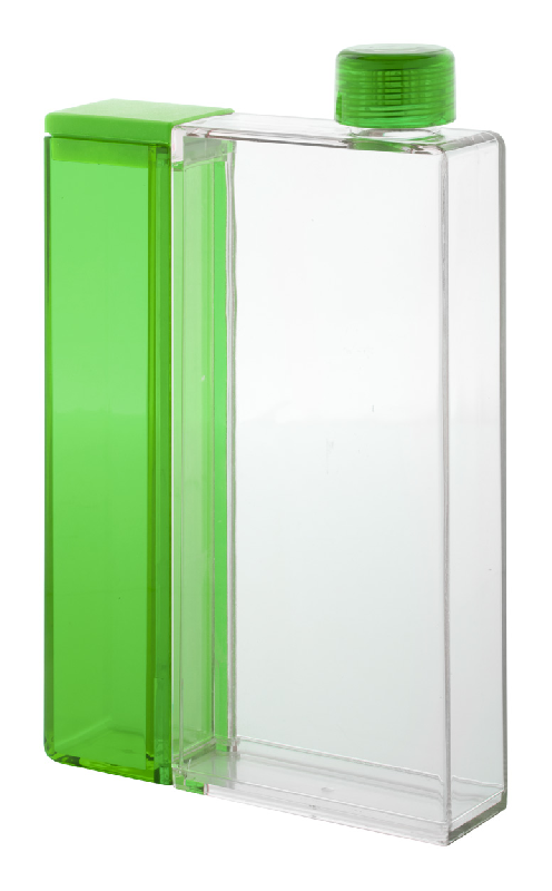 Gourde rectangulaire en plastique transparent - Réservoir amovible - 320 ml / 125 ml - Couleur vert_0