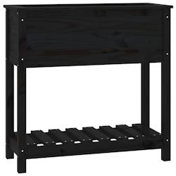 Helloshop26 - Jardinière bac lit surélevé plantes fleurs terrasse jardin avec étagère 82,5 x 34,5 x 81 cm bois massif de pin noir 02_0038401 - 30_0