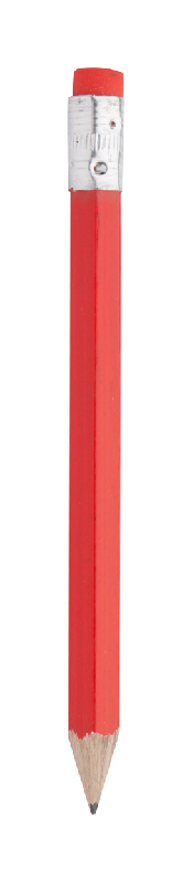 Mini crayon à papier en bois avec gomme - couleur rouge - poids 3g_0