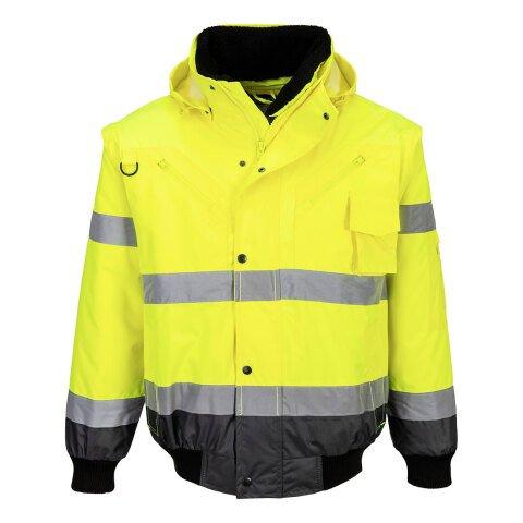 PORTWEST C465 BLOUSON BOMBER 3-EN-1 HAUTE VISIBILITÉ BICOLORE JAUNE/GRIS - TAILLE XXL