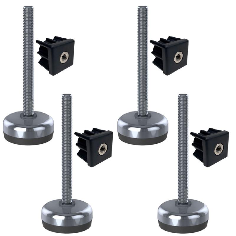 Pied en acier inoxydable 10x100x50mm, base avec tampon en caoutchouc + inserts 30x30x1.2mm -Set of 4_0