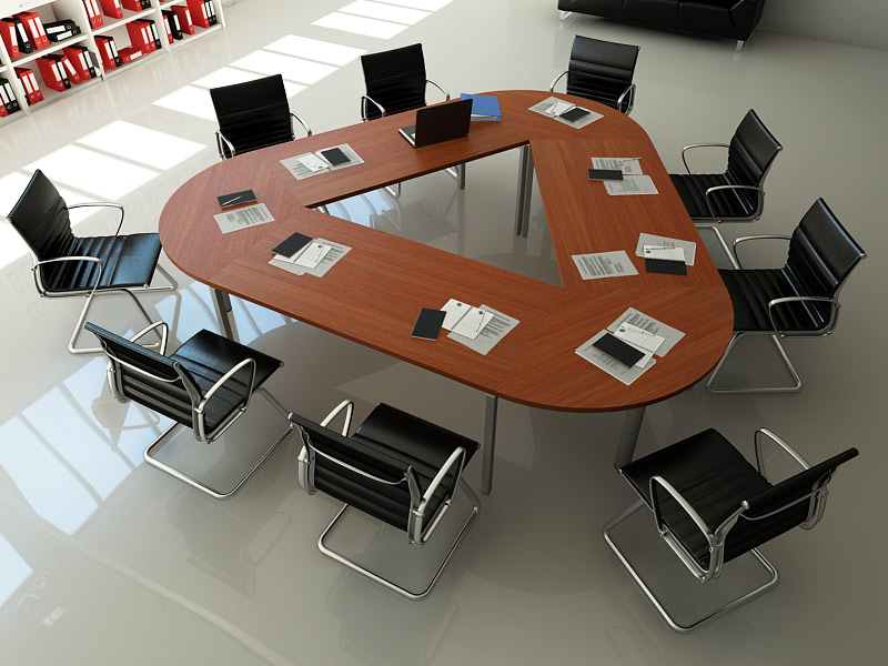Table de conférence triangulaire Klen - bois mélaminé anti-rayures - 9 personnes - 320x298 cm_0
