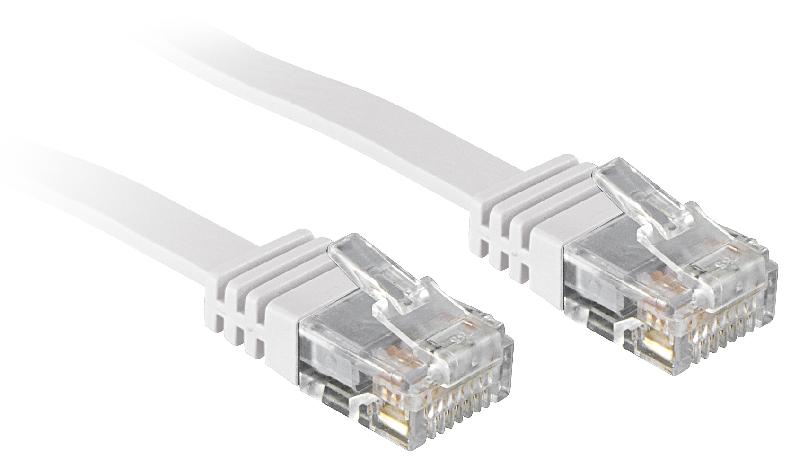 Câble plat CAT.6 RJ45 non blindé - Blanc - 5m - Lindy 47504_0