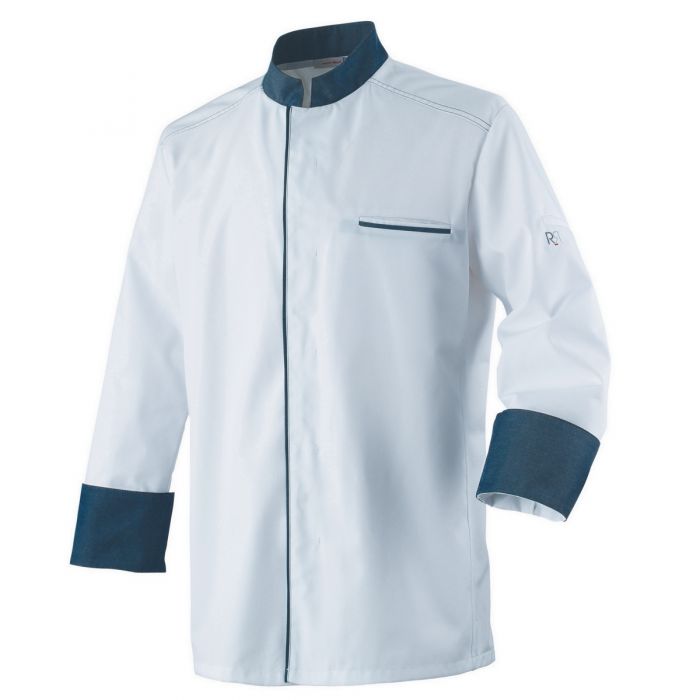 Veste de cuisine Abax ML - Robur - col officier - maille respirante, boutons pression, surpiqûres contrastées_0
