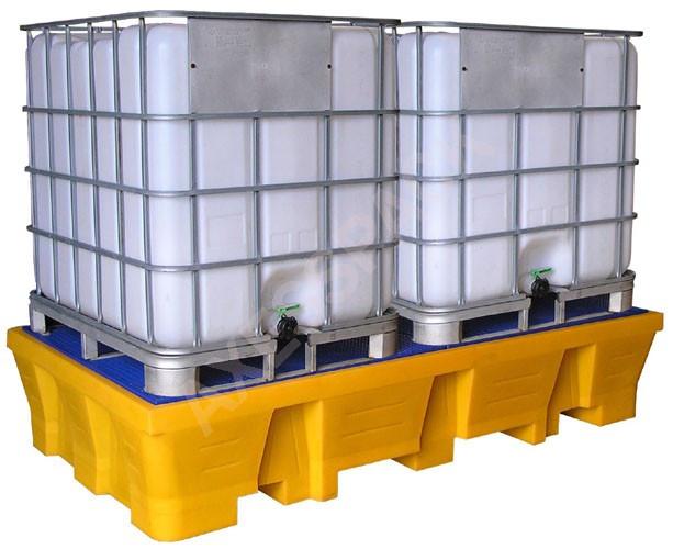Bac de rétention 1050 litres Bi-conteneur - caillebotis plastique_0