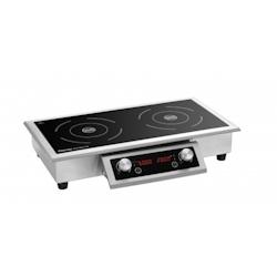 Bartscher Plaque inox chauffante induction 2 x (Ø)235 mm, noir & argent, 7000 W, 400 V - TRI - 3667335015368_0