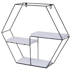 Décoshop26 - Étagère murale suspendue 3 étagères en métal et bois blanc design industriel 43x49x11 cm 04_0008656 - blanc 3000262663545_0