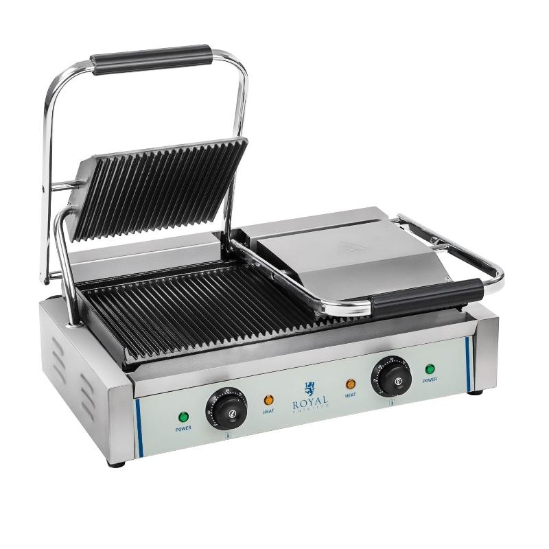 MACHINE À PANINI NERVURÉE DOUBLE - 2 X 1.800 WATTS ACIER INOX PROFESSIONNEL 3614037_0