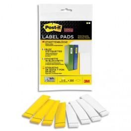 POST-IT SACHET 8 BLOCS DE 25 ÉTIQUETTES SUPER STICKY 15,8X57,1MM, 4 BLOCS JAUNE/ 4 BLOCS BLANC