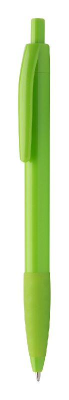 Stylo à bille en plastique - grip en caoutchouc coloré - couleur vert citron - encre bleue - 6g_0