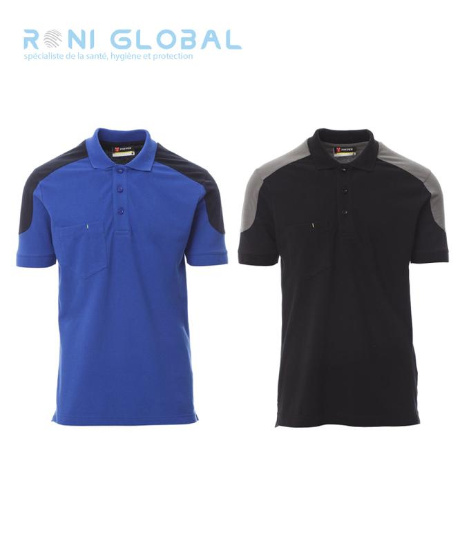 Polo de travail manches courtes bicolore en coton/polyester - Company Payper - avec poche poitrine et bord-côtes_0