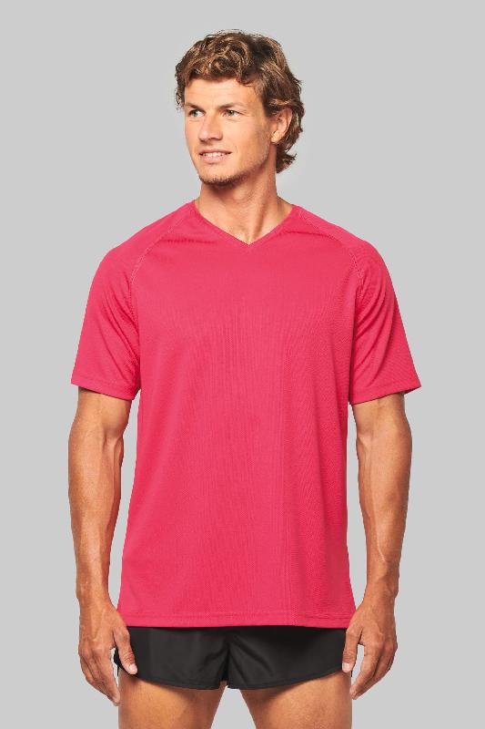 T-shirt de sport manches courtes col V homme - PROACT - 100% polyester, séchage rapide - Réf: PA476_0