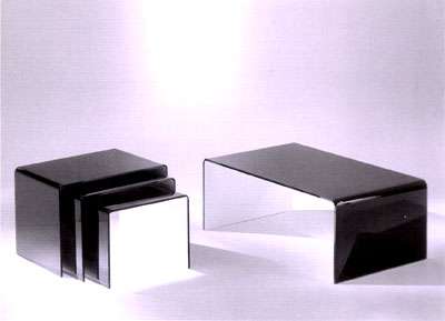 Table basse fixe contemporain pont en verre noir_0
