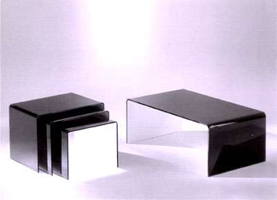 Table basse fixe contemporaine - pont en verre noir - verre 12 mm - joint polis - 100x60x44 cm_0