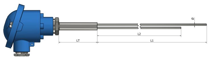 Thermocouple chemisé multipoints - Type TM75 avec sortie tête de raccordement_0