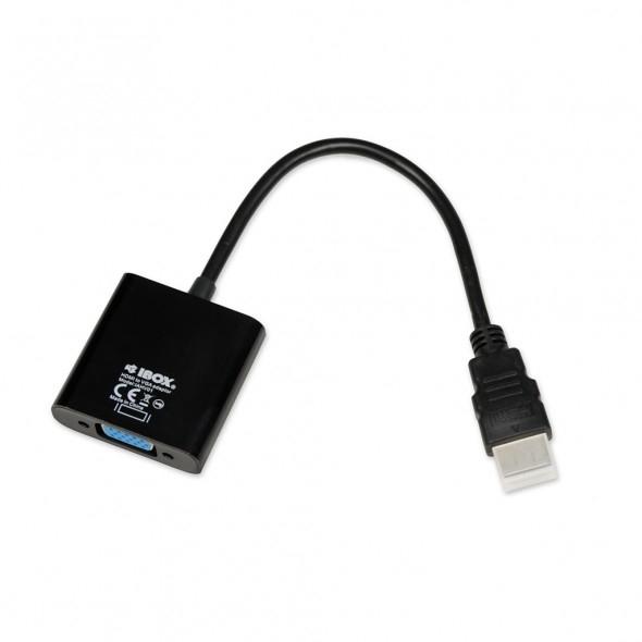 iBox IAHV01 - Câble vidéo et adaptateur HDMI Type A (Standard) vers VGA (D-Sub) - Connecteur mâle/femelle - Compatible 1080p_0