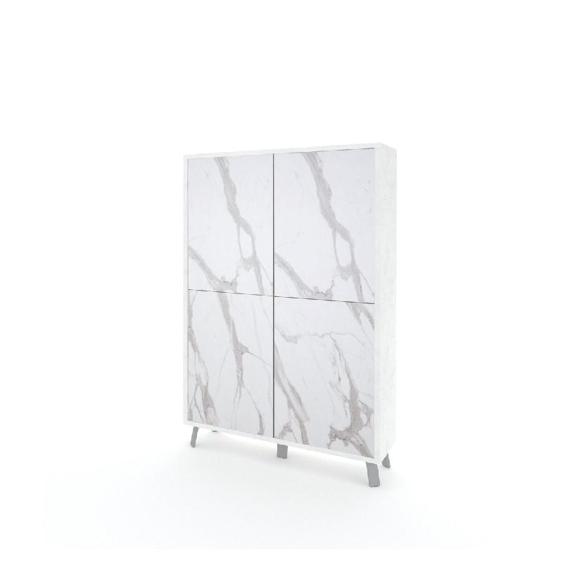 AQA Design Buffet haut VENBRUK en mélamine pierre blanche/marbre calacatta L.108 P.41 H.161 MP07033 - multicolore Bois manufacturé MP07033_0
