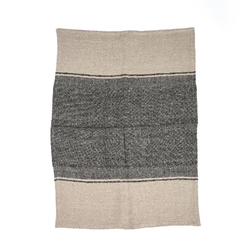 Bazar Bizar Torchon en lin Moody 50x70x2 cm noir naturel - Lot de 6 - multicolore textile INGF032NB-50x70-MTR6_0