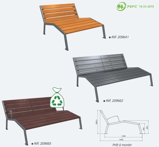 Chaise longue confortable avec ou sans accoudoir - Ligne SILAOS - 3 matériaux au choix pour lieux publics_0