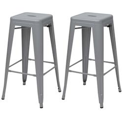 Décoshop26 - Lot de 2 tabourets de bar design industriel en métal gris empilable 04_0000108 - gris 3000251218985_0