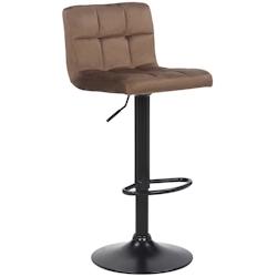 Décoshop26 - Tabouret de bar en velours marron avec pieds en métal noir assise rembourée repose-pieds pivotant TDB10180 - marron 3000896669609_0