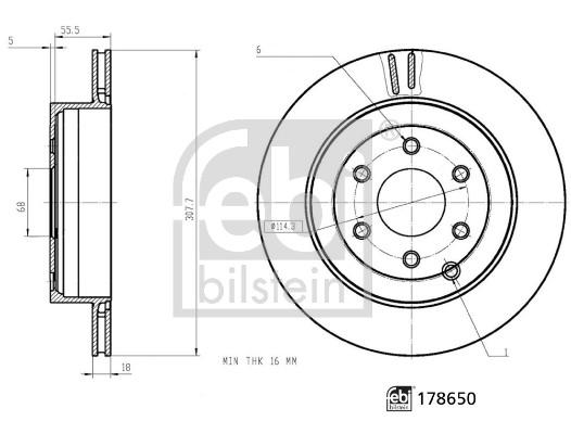 Disque de frein FEBI Bilstein 178650 - ventilé de l'intérieur - assemblage arrière_0