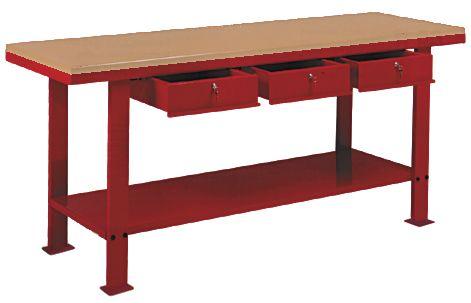 Établi 200 cm avec plateau MDF et 3 tiroirs MW Tools DER2000W_0