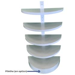 Terminaison de Gondole Centrale DEMI-RONDE Blanc - H.164xP.30cm - Base + 4 Tablettes supérieures - EUROP'METAL TG11PROF300_0