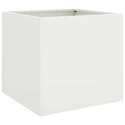 Helloshop26 - Jardinière bac lit surélevé plantes fleurs terrasse jardin 42 x 40 x 39 cm acier blanc 02_0037601 - 3000214264844_0