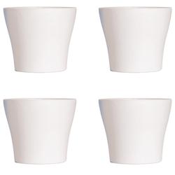 Lot de 4 Pots à Fleurs en Plastique Blanc Avec Cache-Pot GH629W St Helens Home and Garden - 20 Cm x 14.5 Cm - 3666630000918_0