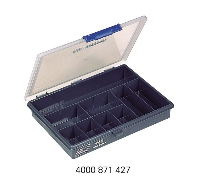 Mallette de rangement l.240xP195xH43 mm 9 comp. Transparent bleu foncé RAACO_0